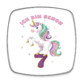 7. Geburtstag Einhorn Mädchen Ich bin schon 7 - Viereckiger Kühlschrankmagnet - Weiß - Vorne