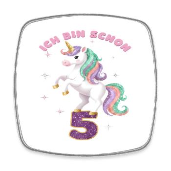6. Geburtstag Einhorn Mädchen Ich bin schon 6 - Viereckiger Kühlschrankmagnet - Weiß - Vorne
