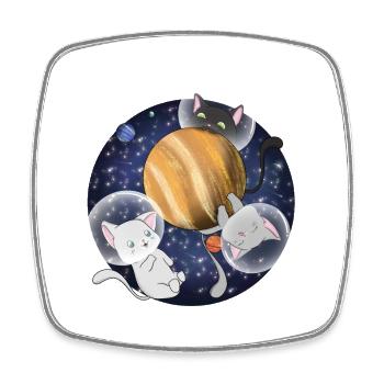 Kawaii Space Cats Jupiter-Shirt - Viereckiger Kühlschrankmagnet - Weiß - Vorne