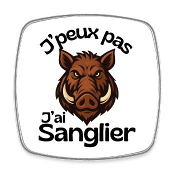 J'peux Pas Sanglier - humour chasse - Magnet carré - blanc - Devant