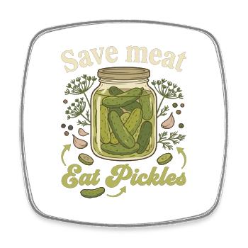 Sauver de la viande Mange des cornichons Végan Dicton drôle - Magnet carré - blanc - Devant