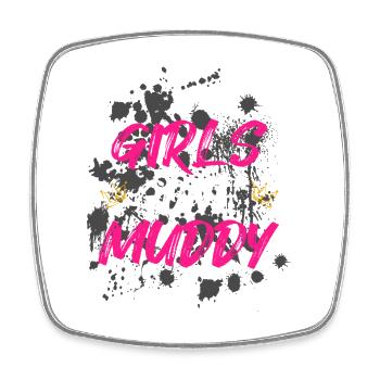 Girls gone muddy Schlammlauf Mud Run Muddy Race - Square fridge magnet - white - Front