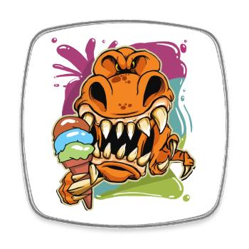 Liebe den T-Rex-Cartoon - Viereckiger Kühlschrankmagnet - Weiß - Vorne