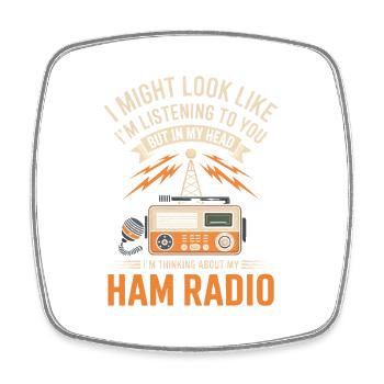 Radio amateur Vintage Vibe Tee - Magnet carré - blanc - Devant