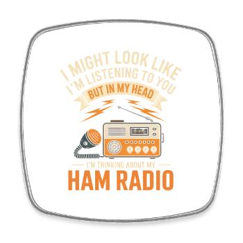 Ham Radio Daydreams Tee - Square fridge magnet - white - Front