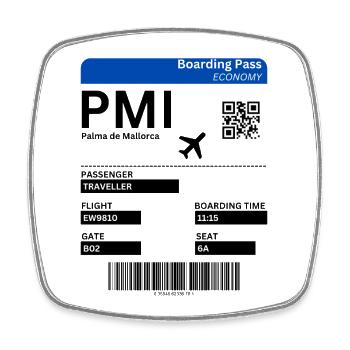 Mallorca Flight Ticket Design Boarding Pass Shirt - Square fridge magnet - white - Front