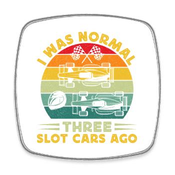 Rétro vintage J’étais normal il y a trois voitures à slot - Magnet carré - blanc - Devant