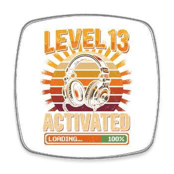 Level 13 Activate Retro Headset - Square fridge magnet - white - Front