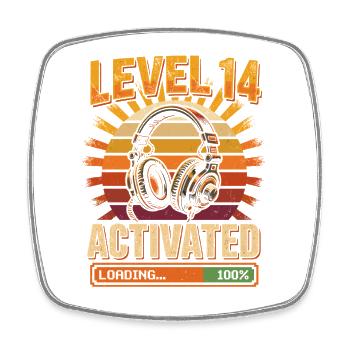 Level 14 Aktiviert Kopfhörer Retro - Viereckiger Kühlschrankmagnet - Weiß - Vorne