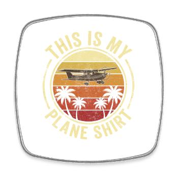 Retro Flugzeug Shirt mit Palmen - Viereckiger Kühlschrankmagnet - Weiß - Vorne