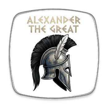 Alexander der Große Kriegerhelm - Viereckiger Kühlschrankmagnet - Weiß - Vorne