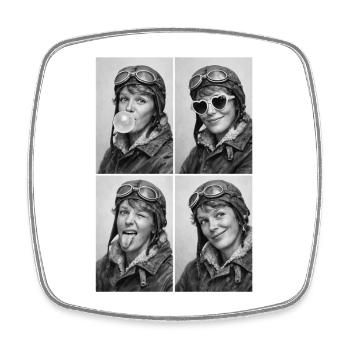 Amelia Earhart Collage - Viereckiger Kühlschrankmagnet - Weiß - Vorne