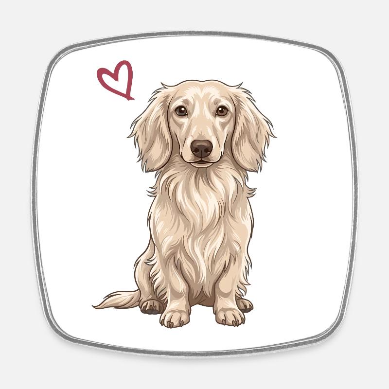 Teckel blanc, teckel blanc anglais - Magnet carré - blanc