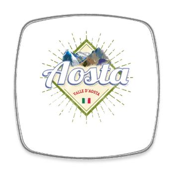 Aosta Italien Aostatal Berge Vintage Souvenir - Viereckiger Kühlschrankmagnet - Weiß - Vorne