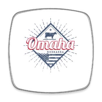 Omaha City Nebraska United States Souvenir - Square fridge magnet - white - Front