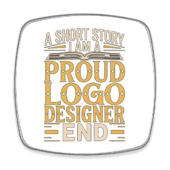 Designer de logo : une courte histoire Je suis designer de marque - Magnet carré - blanc - Devant