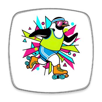 Rocker Heavy Metal Penguin Guitar Rock Musique - Magnet carré - blanc - Devant