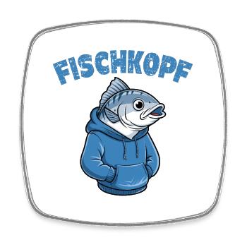  FISCHKOPF Lustiger Angler Spruch Norddeutscher - Viereckiger Kühlschrankmagnet - Weiß - Vorne