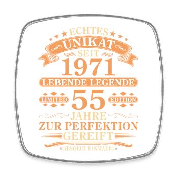 Unikat seit 1971 Jahrgang – 55. Geburtstag - Viereckiger Kühlschrankmagnet - Weiß - Vorne