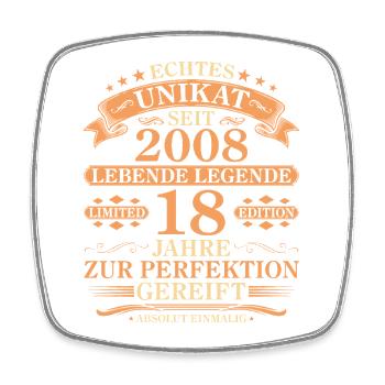 Unikat seit 2008 Jahrgang – 18. Geburtstag - Viereckiger Kühlschrankmagnet - Weiß - Vorne