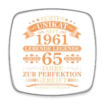 Unikat seit 1961 Jahrgang – 65. Geburtstag - Viereckiger Kühlschrankmagnet - Weiß - Vorne