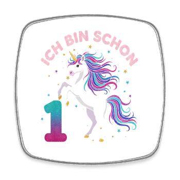 1. Geburtstag Einhorn Mädchen Ich bin schon 1 - Viereckiger Kühlschrankmagnet - Weiß - Vorne