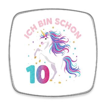 10. Geburtstag Einhorn Mädchen Ich bin schon 10 - Viereckiger Kühlschrankmagnet - Weiß - Vorne