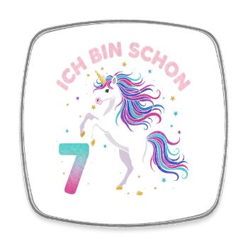 7. Geburtstag Einhorn Mädchen Ich bin schon 7 - Viereckiger Kühlschrankmagnet - Weiß - Vorne