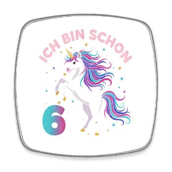 6. Geburtstag Einhorn Mädchen Ich bin schon 6 - Viereckiger Kühlschrankmagnet - Weiß - Vorne