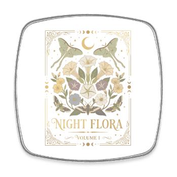 Night Blossoms Moon Motifs - Square fridge magnet - white - Front