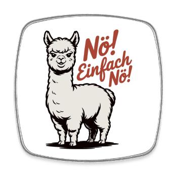 Lama Shirt Nö Einfach Nö - Viereckiger Kühlschrankmagnet - Weiß - Vorne