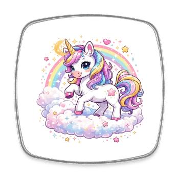 Pastel Unicorn on Cloud Arch - Square fridge magnet - white - Front