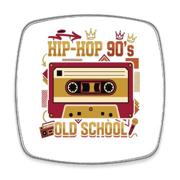 Hip Hop 90s Oldschool Cassette Retro - Square fridge magnet - white - Front