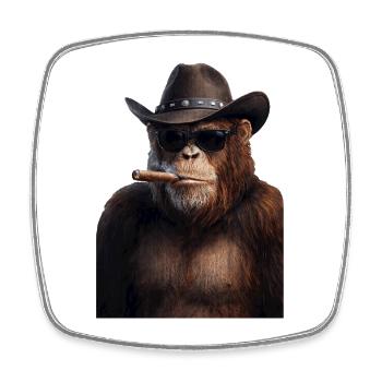 Gorille cowboy avec un cigare - Magnet carré - blanc - Devant