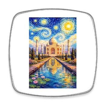 Taj Mahal Sternennacht Impression - Viereckiger Kühlschrankmagnet - Weiß - Vorne