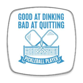 Joueur de pickleball doué pour le dinking, mauvais pour arrêter - Magnet carré - blanc - Devant