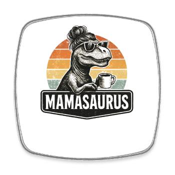 Mamasaurus Mama Mutter Geschenkidee Humor Lustig - Viereckiger Kühlschrankmagnet - Weiß - Vorne