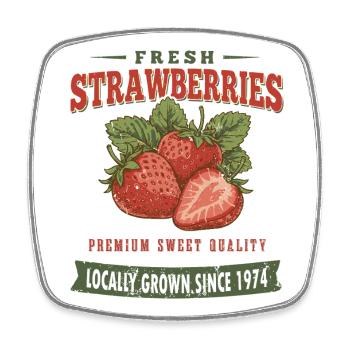 T-shirt vintage Erdbeer, style fraise sucrée - Magnet carré - blanc - Devant