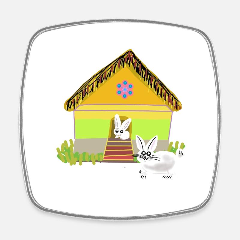 Rabbit Hutch Rabbit Rabbit Kids Child - Square fridge magnet - white