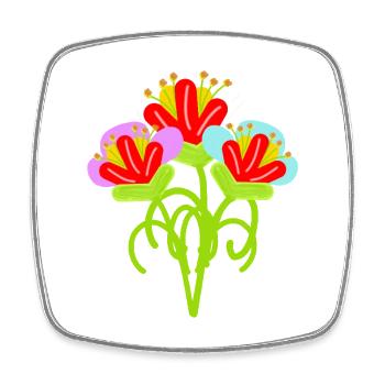 Jardin vintage rétro Floral Flower - Magnet carré - blanc - Devant
