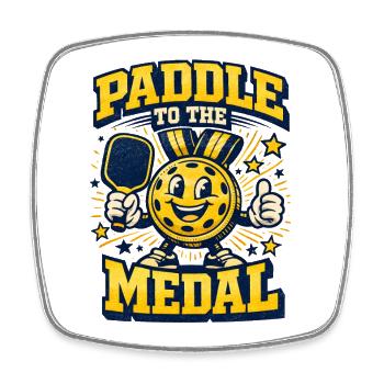 On course for a medal | Pickleball Tournament Humor - Square fridge magnet - white - Front
