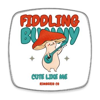 Fiddling Magic Mushroom Rabbit - Square fridge magnet - white - Front