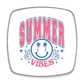 Summer Vibes Palm Trees Smile Sun Holiday Palm Tree - Square fridge magnet - white - Front