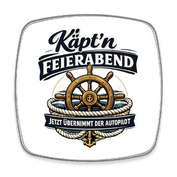Käpt’n Feierabend Autopilot für Segler Humor - Viereckiger Kühlschrankmagnet - Weiß - Vorne