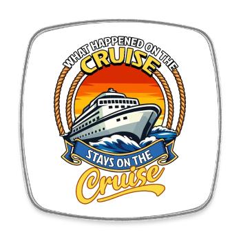 Family Vacation Trip Funny Cruise Cruising - Square fridge magnet - white - Front