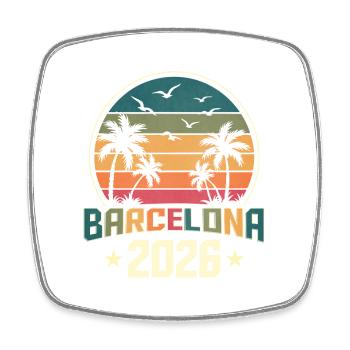 Barcelona 2026 - Viereckiger Kühlschrankmagnet - Weiß - Vorne