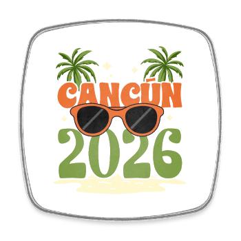 Cancun 2026 - Viereckiger Kühlschrankmagnet - Weiß - Vorne