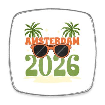 Amsterdam 2026 - Square fridge magnet - white - Front