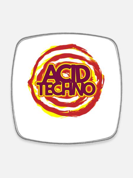 Acid Techno Neon-Logo - Viereckiger Kühlschrankmagnet - Weiß
