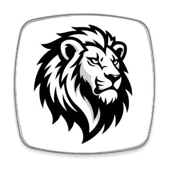 Majestic lion's head – symbol of power - Square fridge magnet - white - Front